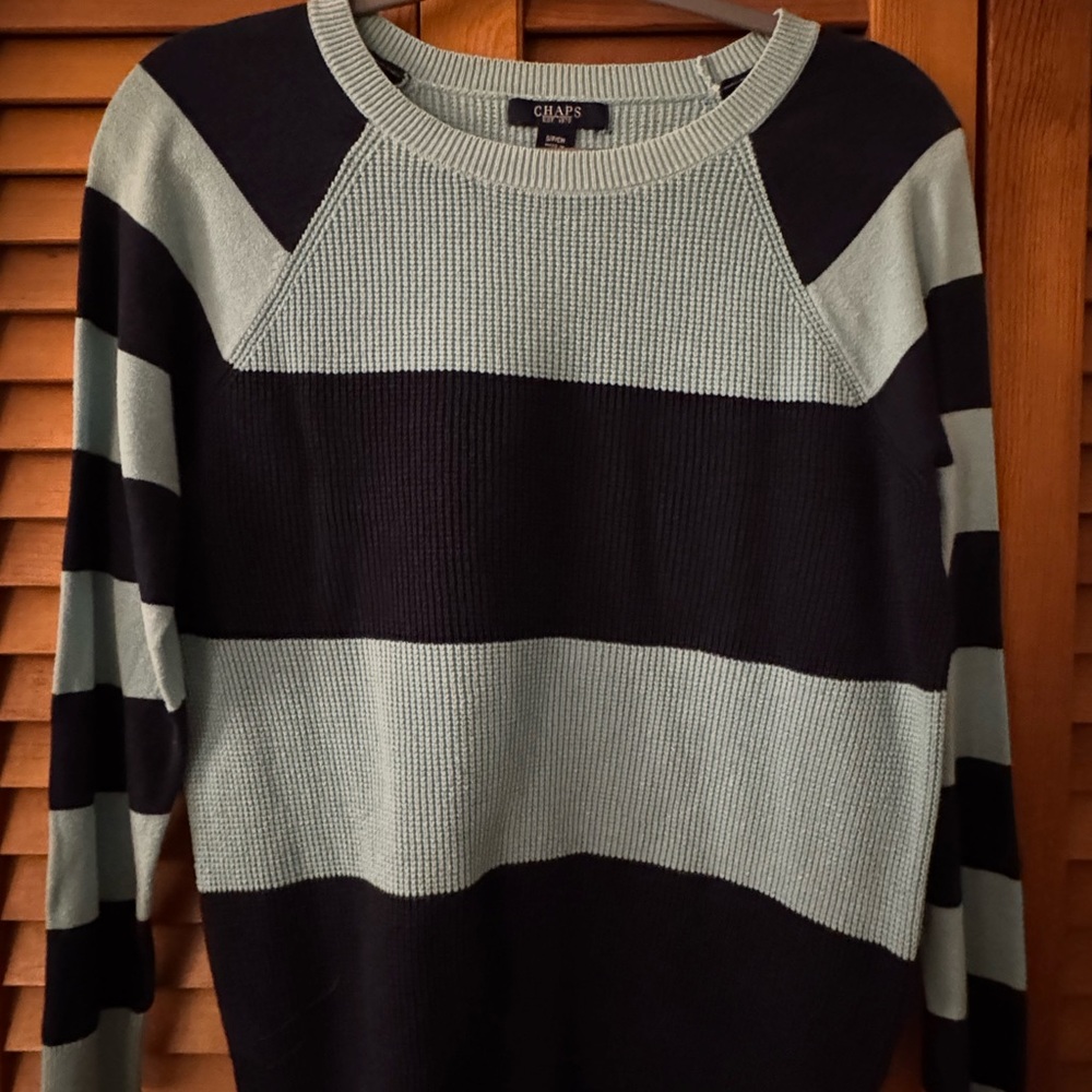 Chaps Teal and Navy Striped Women's Sweater
